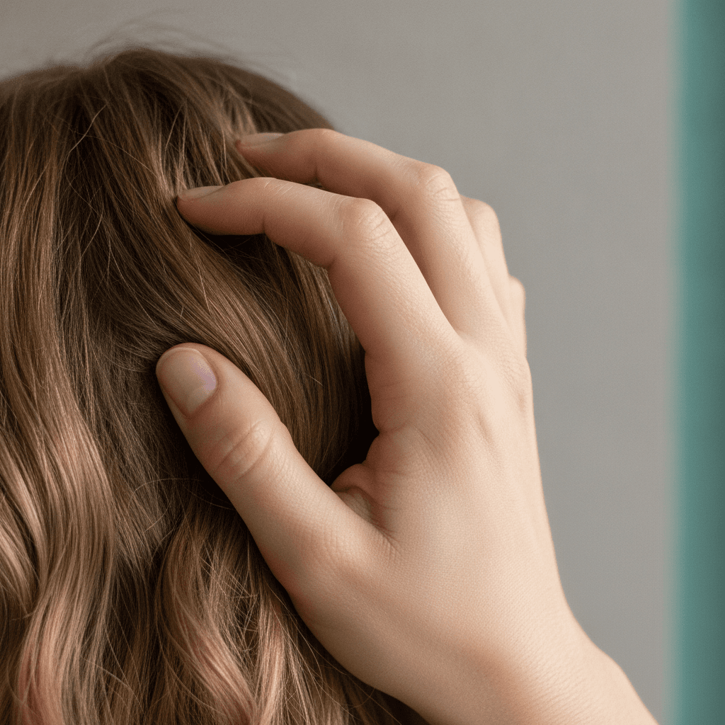 Person scratching an itchy scalp
