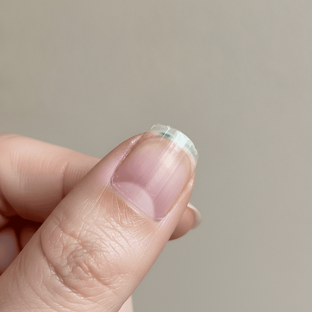 Fingernail tip separating into thin horizontal layers