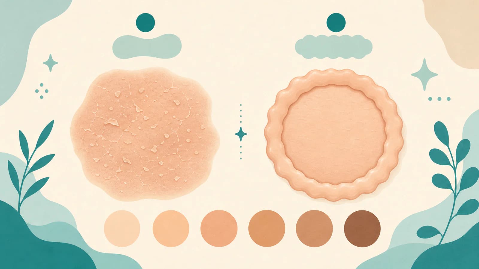 Side-by-side illustration: a dry patch with blurry edges for eczema and a ring with a sharp raised edge for ringworm