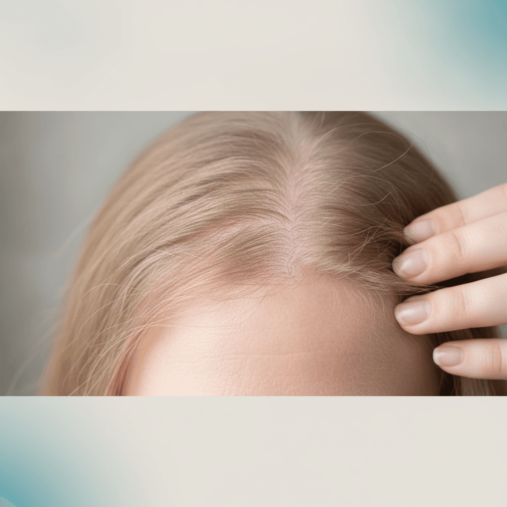 Diffuse, even thinning across the scalp without bald patches